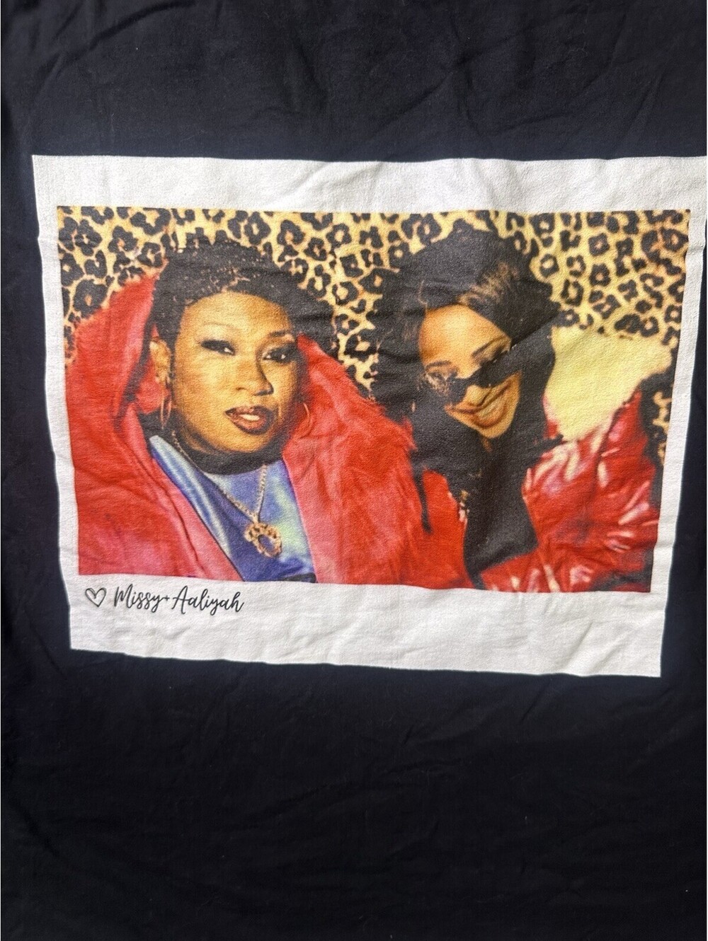 Missy Elliott Aaliyah T Shirt XL Black 90s Hip Hop R&B Rap Y2K Graphic Tee